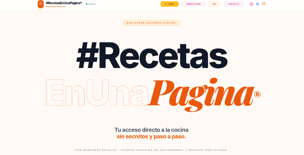 Recetas en una Página - Landing